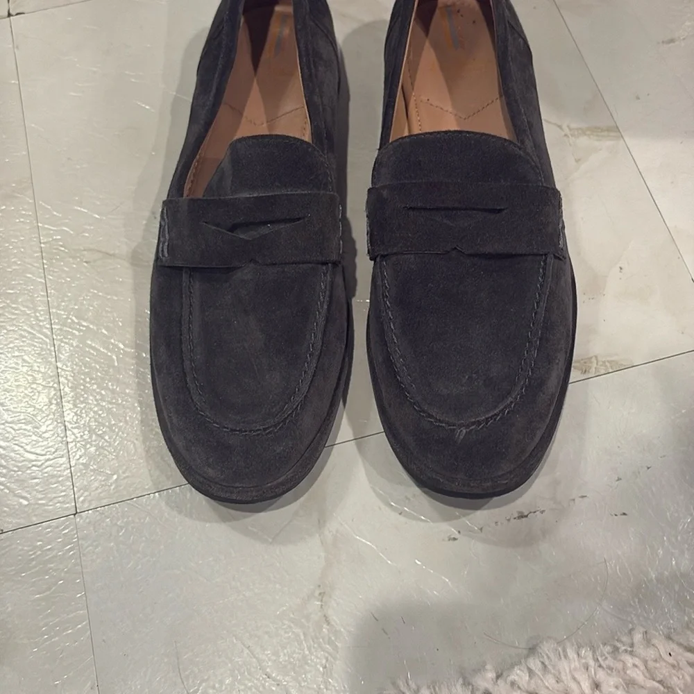 Sam Edelman Navy Sueded Leather Loafers - Picture 1 of 5